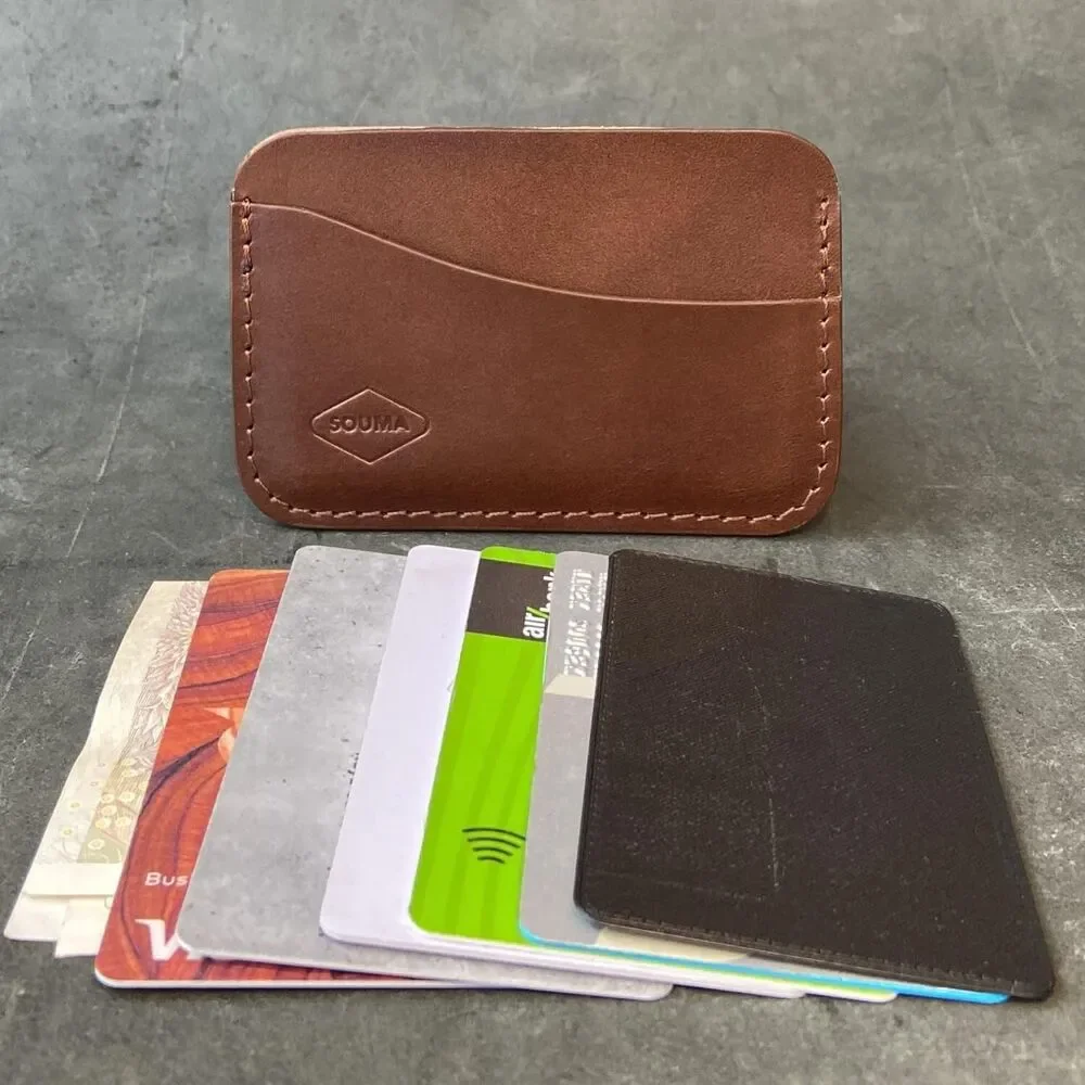 SOUMA LEATHER Minimalistic Leather Card Wallet  (Green)